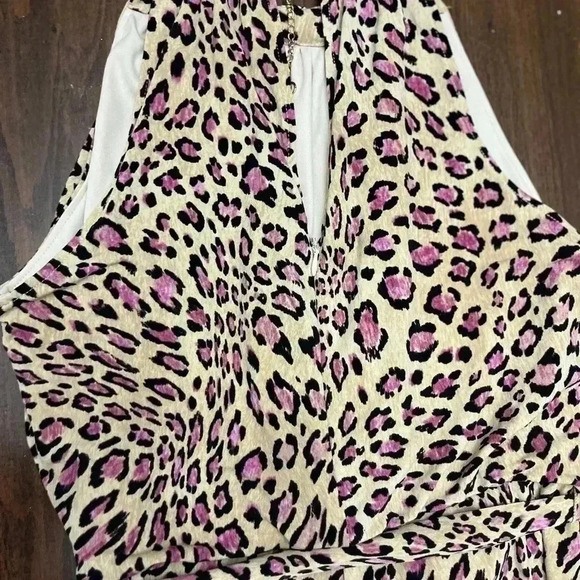 2/$12 Thalia Sodi Pantsuit XS Jumpsuit Pink Leopard Print Wide Leg Sleeveless - Picture 10 of 15